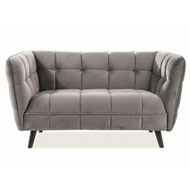 Petit canapé 2 places velours gris Compi pour salon contemporain