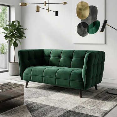 Canape 2 places velours vert Compi