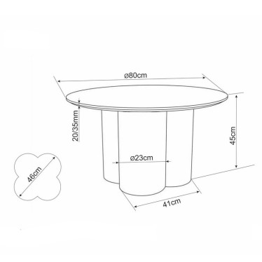 Table basse ronde beige laquée mat 80 cm design pied trèfle