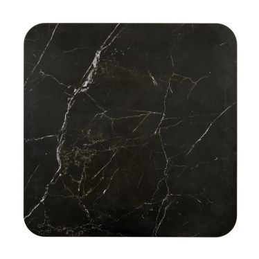 Vue de dessus table basse carrée marbre noir avec deux poufs gris Sylva