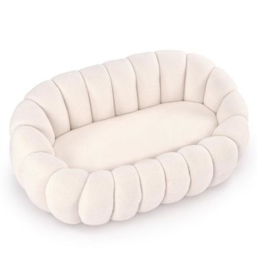 Canapé coquillage tissu bouclé crème Alix