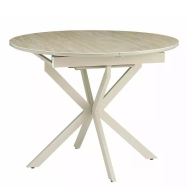 Table ronde contemporaine extensible effet pierre travertin Larry