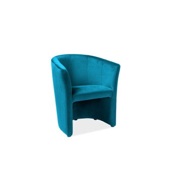 Fauteuil cabriolet confort velours turquoise Tisso
