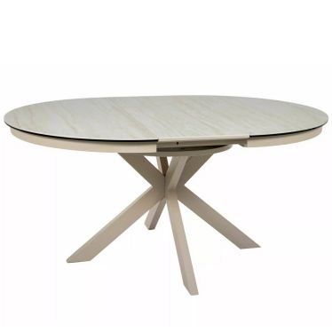 Table ronde extensible effet travertin fermée