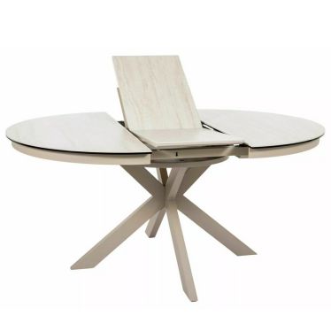 Table ronde extensible ouverte avec rallonge céramique