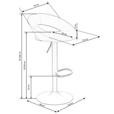 Tabouret de bar design en velours noir avec dossier et repose-pied