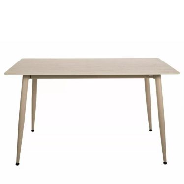 Vue de face de la table à manger 130x70 cm style travertin