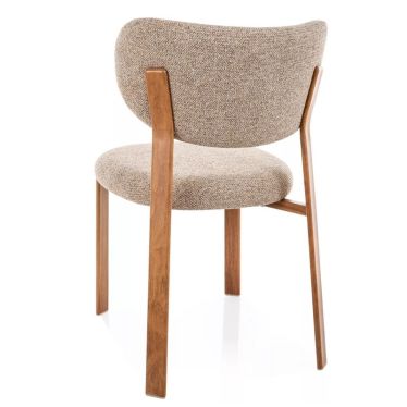 Vue de dos de la chaise scandinave beige avec pieds effet bois