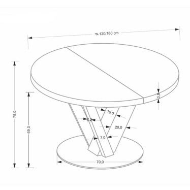 Table de salle à manger industrielle ronde avec allonge intégrée PEARL