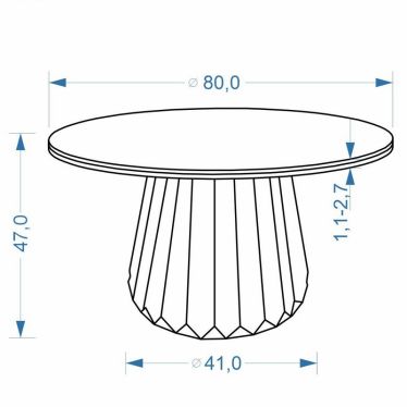 Plan technique et dimensions détaillées de la table basse ronde Gilo