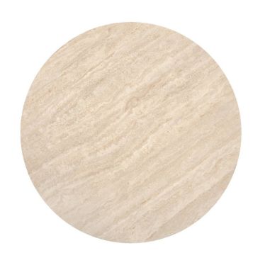 Plateau rond en pierre frittée effet travertin de la table Gilo