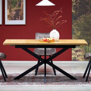 Table à manger extensible mise en situation dans un salon chaleureux