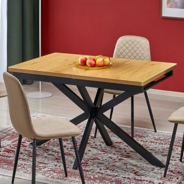 Table à manger extensible entourée de chaises dans une salle à manger élégante