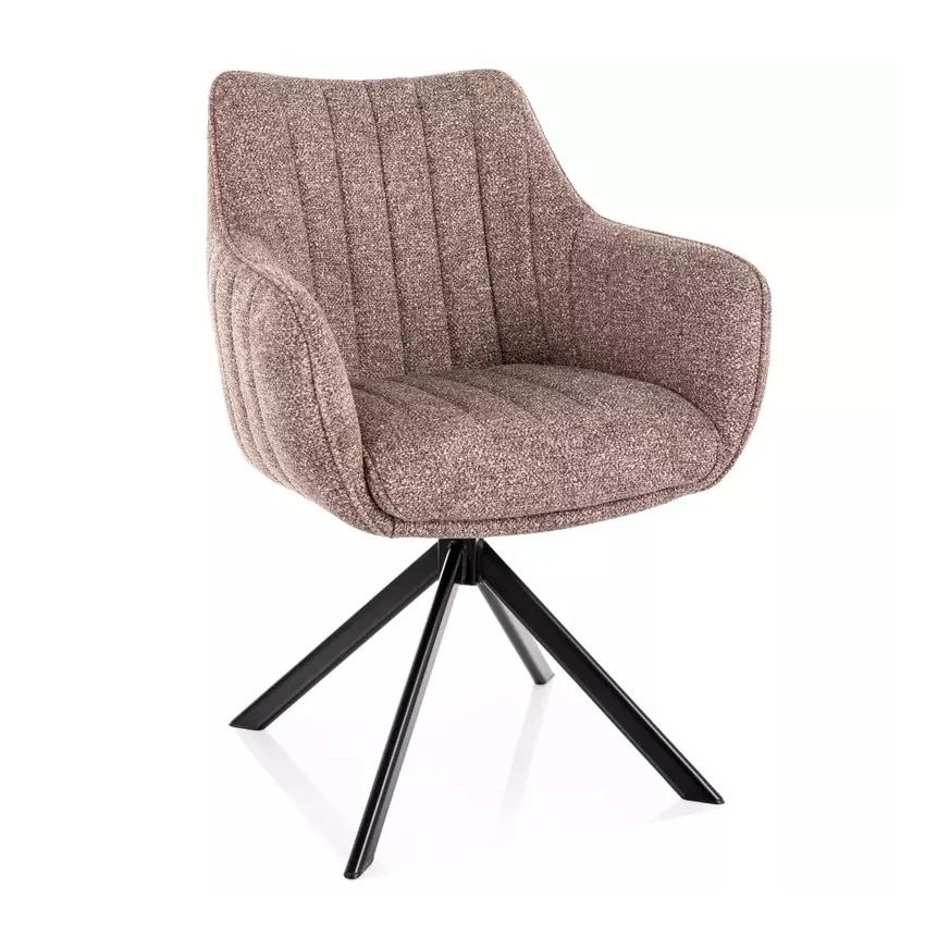 Chaise pivotante confortable pour salle à manger beige sur fond blanc