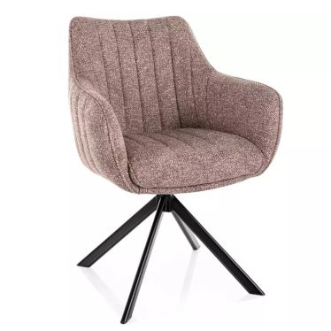 Chaise pivotante confortable pour salle à manger beige sur fond blanc