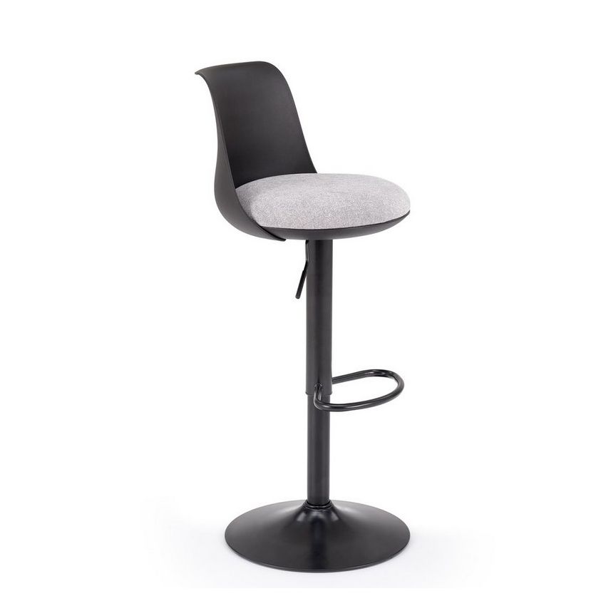 Vue générale de trois-quarts du tabouret de bar Aviro noir et gris