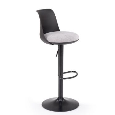 Vue générale de trois-quarts du tabouret de bar Aviro noir et gris