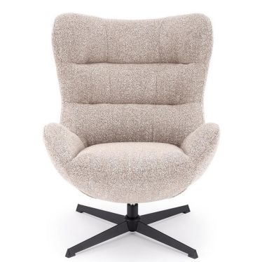 Fauteuil œuf Ronan en tissu beige chiné - vue de face