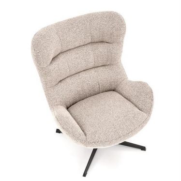 Fauteuil œuf pivotant beige chiné vu d'en haut