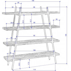 Étagère pyramide teck et métal 140x145,5cm Tinesixe