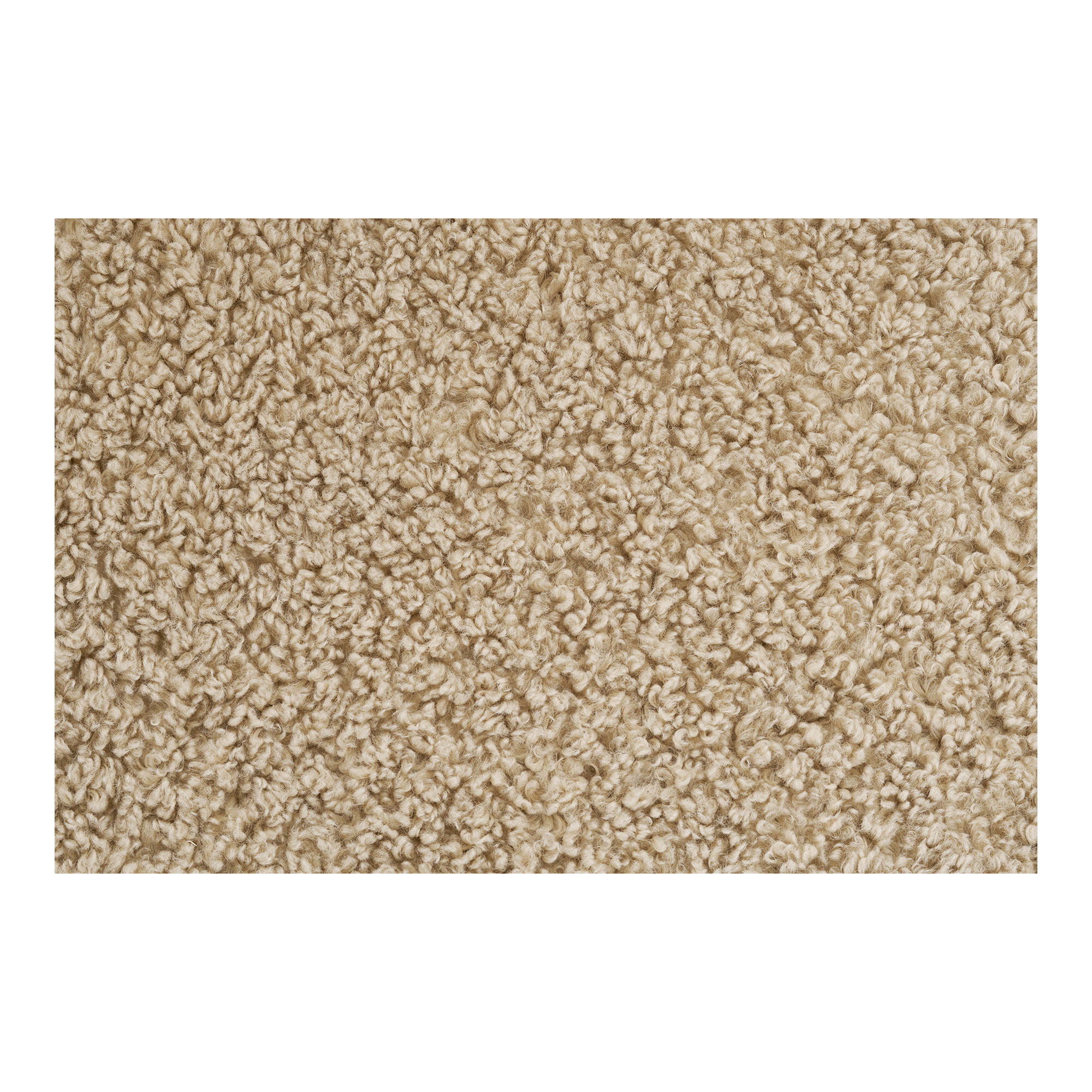 Gros plan sur le tissu beige bouclette du canapé Halden