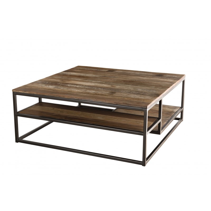 Table basse carrée design industriel 100x100cm Tinesixe
