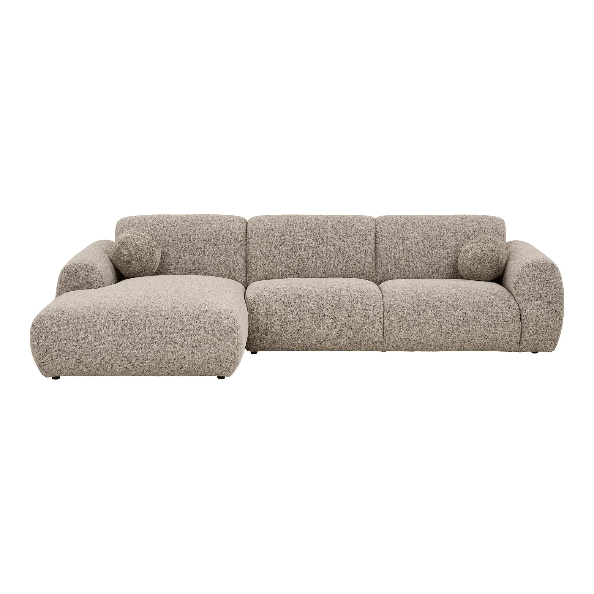 Canapé d'angle gauche Zoltan en tissu gris, design aux formes arrondies