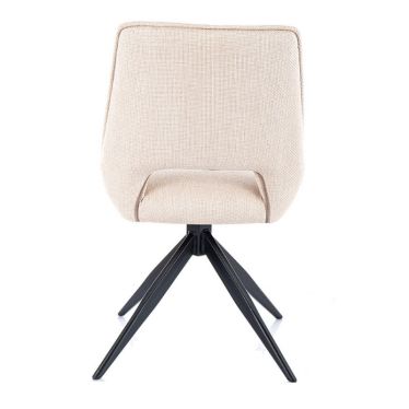 Chaise pivotante en tissu beige avec pied étoile noir - vue de dos