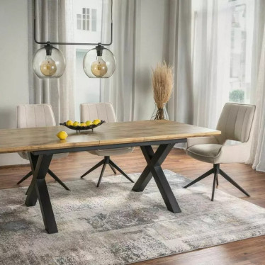 Chaise de salle à manger pivotante beige en tissu avec pied en métal Letto