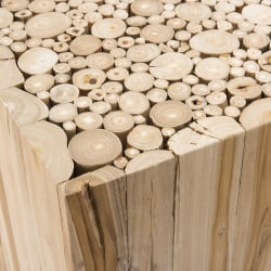 Table basse design carrée teck 70x70cm Woody