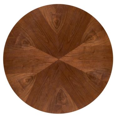 Plateau rond en MDF plaqué style noyer de la table Abel - vue de dessus