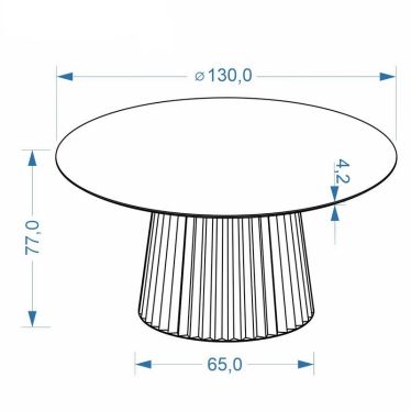 Schéma technique coté de la table à manger ronde Abel - vue technique
