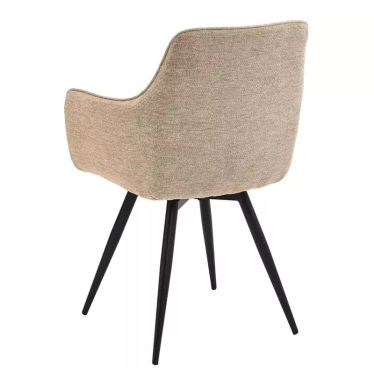 Chaise pivotante en tissu beige avec pied métal Zyrox, vue de dos