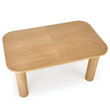 Table à manger design plaquée chêne clair, rectangulaire, verni
