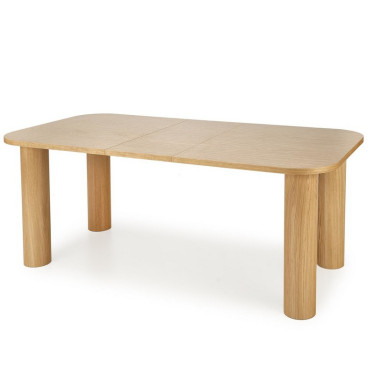 Table a manger extensible chêne avec pieds colonne Marthe