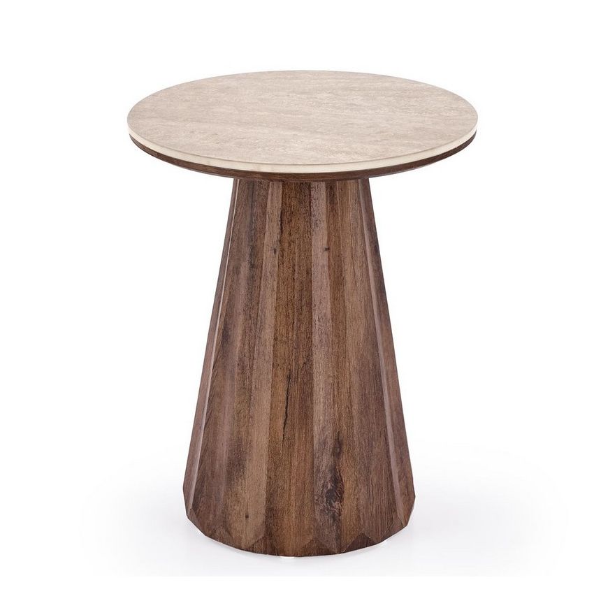 Petite table d'appoint design effet travertin Gilo 45 cm pour salon