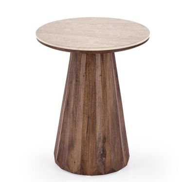 Petite table d'appoint design effet travertin Gilo 45 cm pour salon