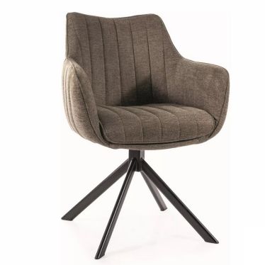 Chaise pivotante vert olive Adile en tissu, vue trois-quarts
