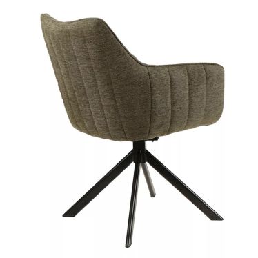 Chaise de salle à manger Adile verte capitonnée, fonction pivotante 180 vue de dos