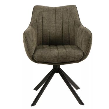 Fauteuil de table pivotant 180° Adile en tissu vert, vue de face