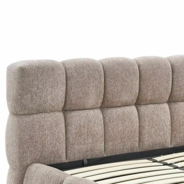 Tête de lit matelassée à coutures du lit coffre Lola en tissu beige