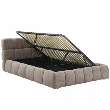 Lit coffre Parma 160x200 ouvert avec sommier relevé et grand coffre de rangement