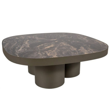 Table basse carrée Victoire en céramique effet marbre noir, vue de trois quarts