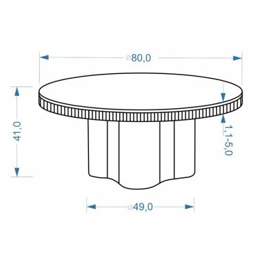 Dimensions de la table basse ronde Magus : diamètre 80 cm, hauteur 41 cm