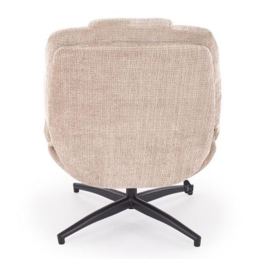 Dos du fauteuil pivotant Narcis en tissu beige sur piètement étoile en acier noir