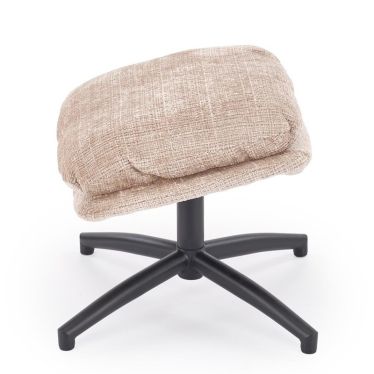 Repose-pieds pivotant en tissu beige et pied étoile noir assorti au fauteuil Narcis