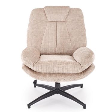 Fauteuil de relaxation Narcis vu de face avec appui-tête et accoudoirs rembourrés