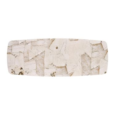 Plateau de la table Benie ouvert à 240 cm vu de dessus, avec ses deux rallonges en céramique effet marbre