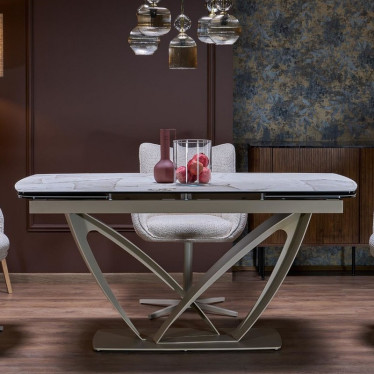 Table extensible céramique marbre beige Benie | So Inside