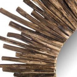 Miroir rond en branches de teck 90cm Woody